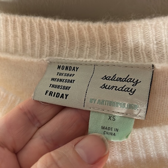 ANTHROPOLOGIE SATURDAY SUNDAY Cashmere Emmeline  Boatneck Striped Sweater XS - Picture 7 of 15